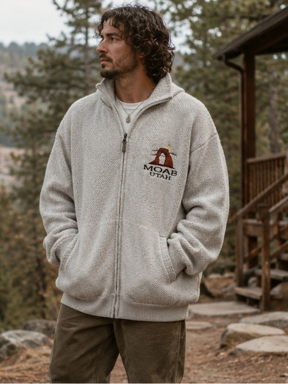 Moab Utah Ragwear Full Zip Knit Jacket | Outdoorsy Desert Granola
